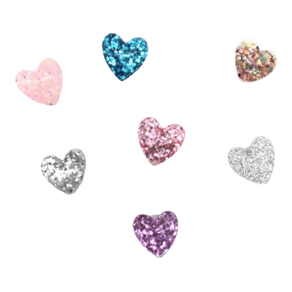 7pc Sparkly Hearts Croc Charm